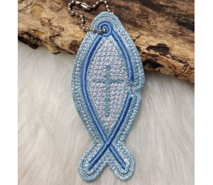 Stickdatei - ITH Anhänger Fisch Kreuz